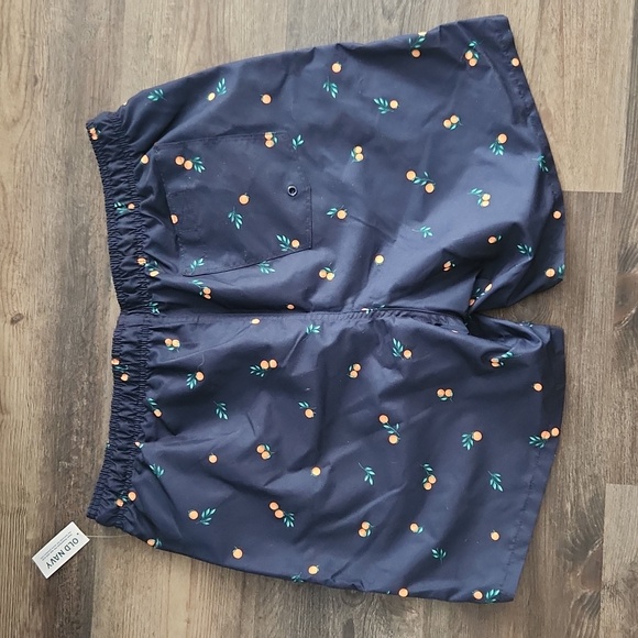 Old Navy men's swim trunks navy blue with oranges size LARGE *new with t… - Picture 5 of 8